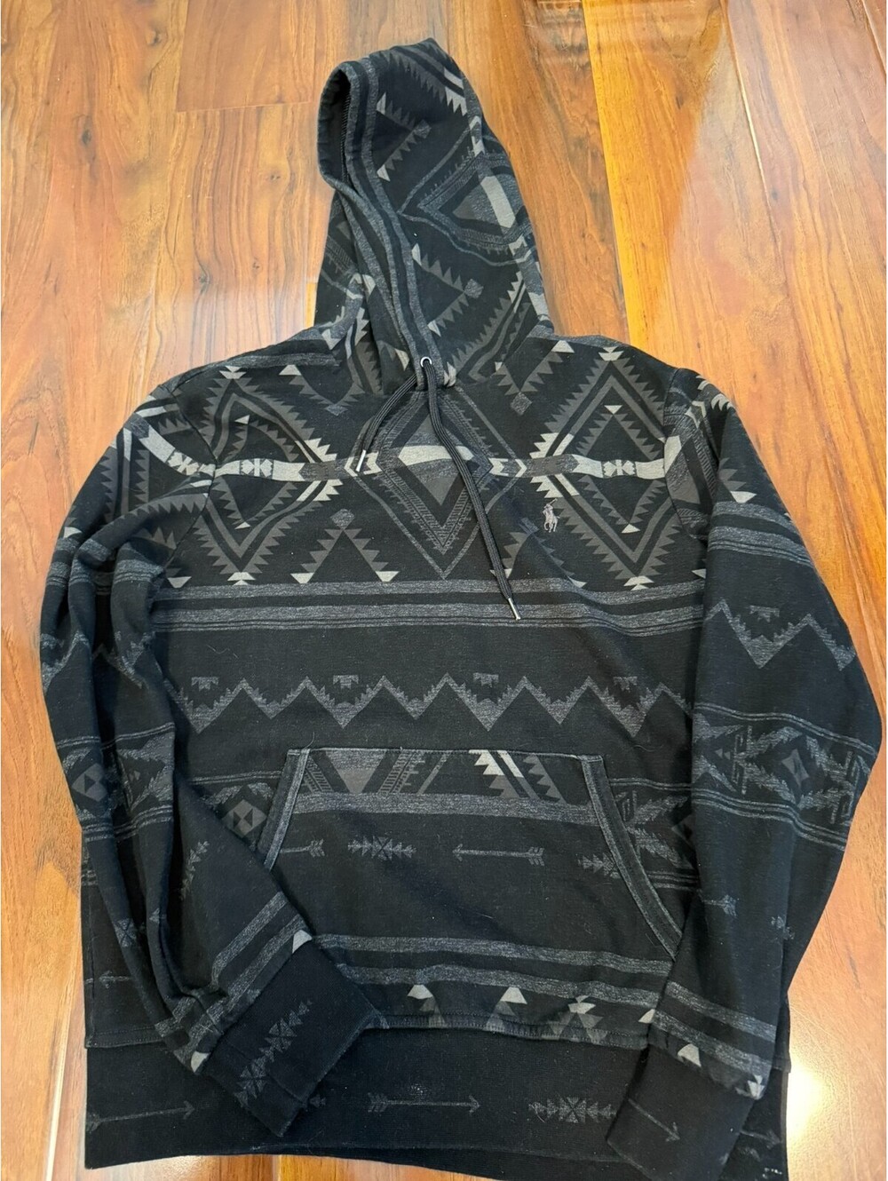 Polo Ralph Lauren Southwestern Aztec Hoodie Men M Black Fleece Tribal Pullover